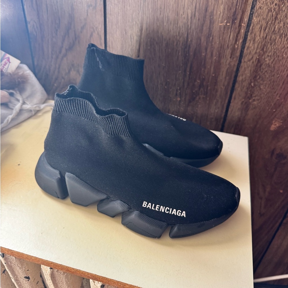 Balenciaga Black Knit High-Top Sneakers